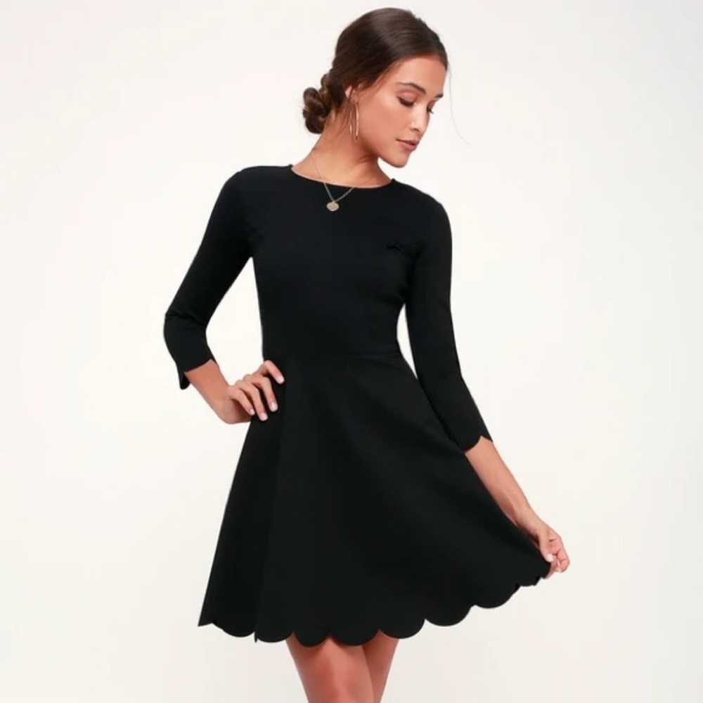 Lulu’s Cumulonimbus Clouds Black Skater Dress